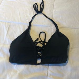 Black Lace-Up Bikini Top